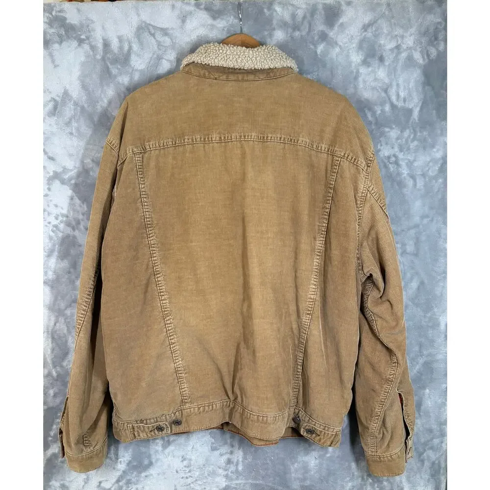 Vintage GAP Y2K Corduroy Sherpa Lined Type 3 Trucker Jacket XXL‎ Tan Casual Coat